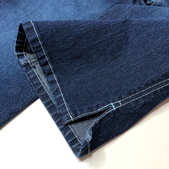 VINTAGE 90s Y2K 725 Originals Blue Dark Denim Flare Capris Pants Pedal Pushers - Picture 9 of 15